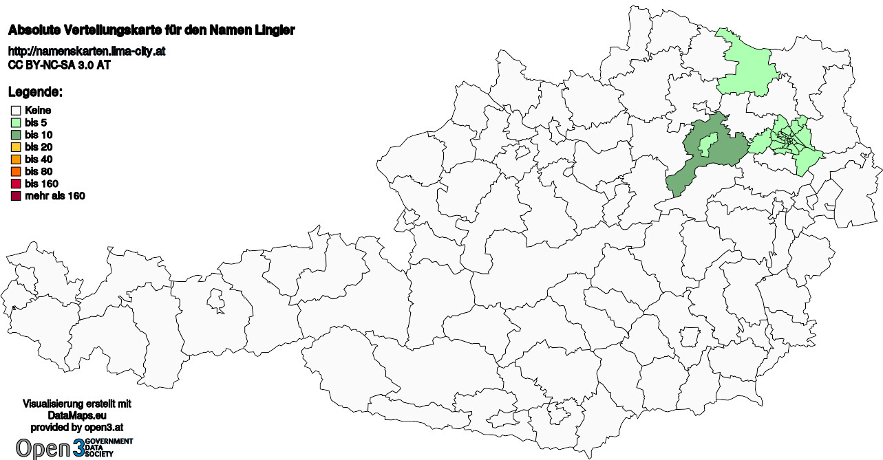Absolute Verteilungskarten Nachnamen Lingler