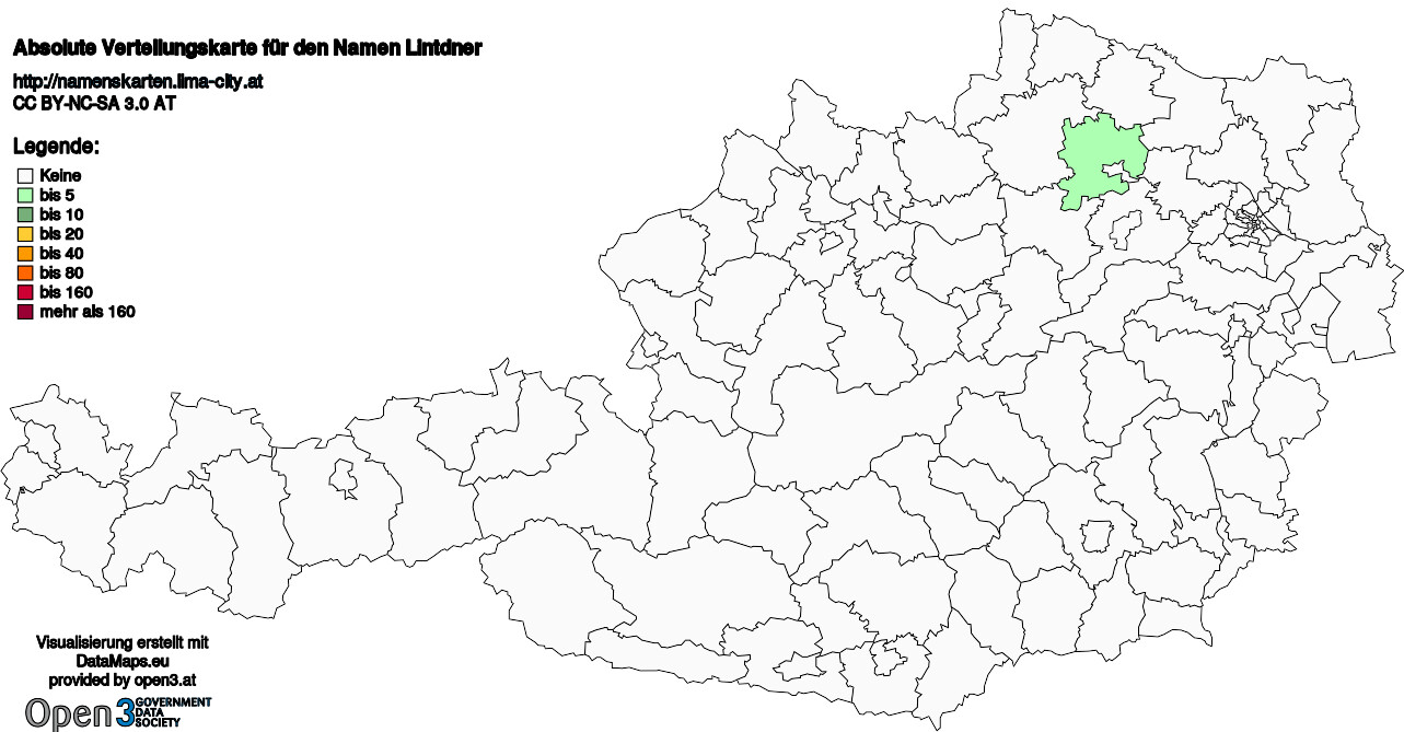 Absolute Verteilungskarten Nachnamen Lintdner