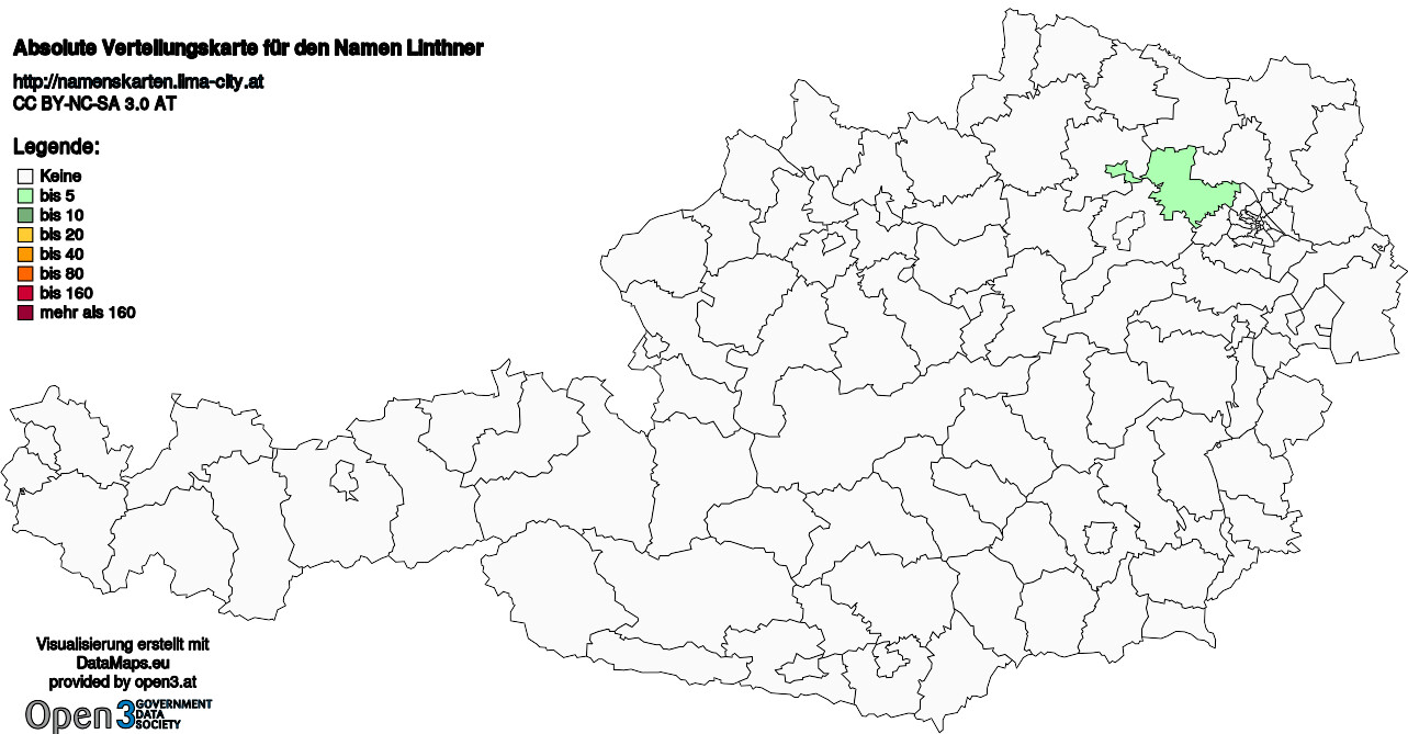 Absolute Verteilungskarten Nachnamen Linthner