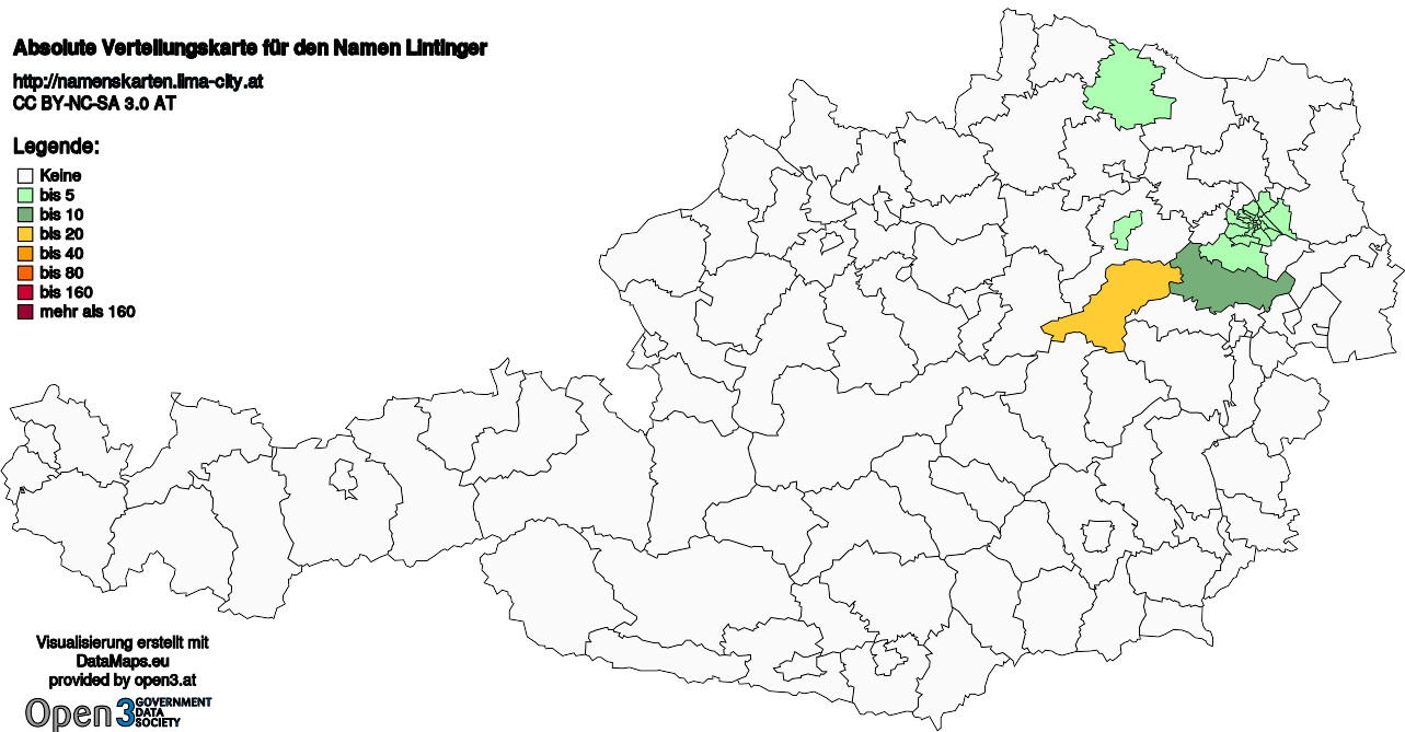 Absolute Verteilungskarten Nachnamen Lintinger