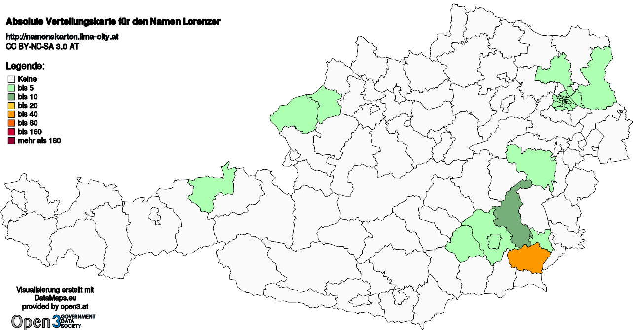 Absolute Verteilungskarten Nachnamen Lorenzer