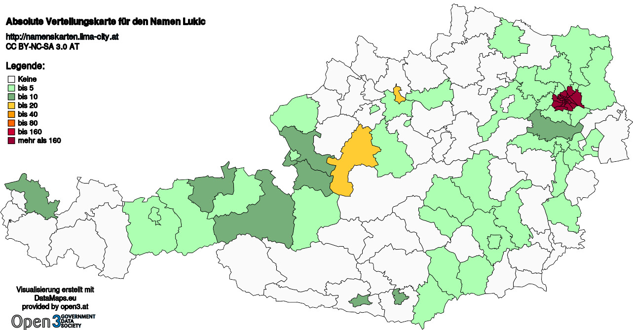 Absolute Verteilungskarten Nachnamen Lukic