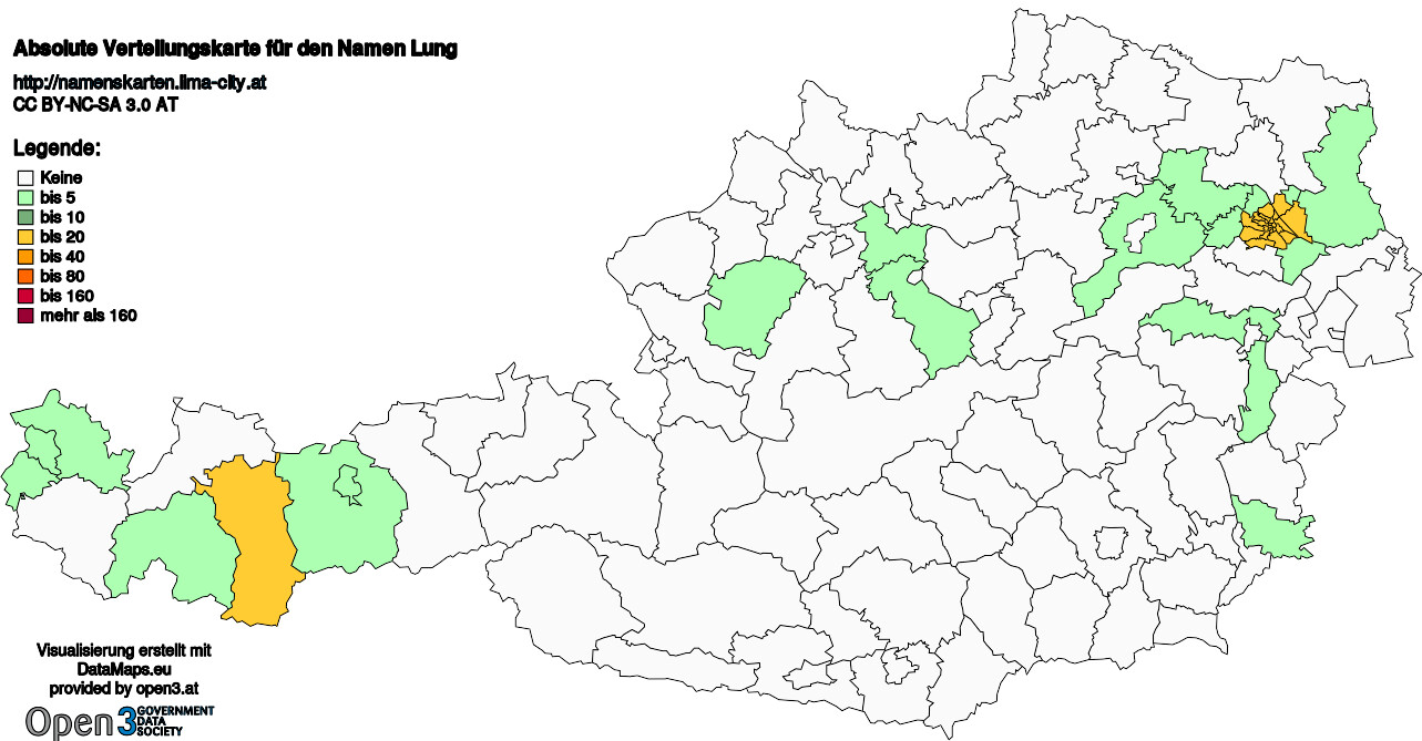 Absolute Verteilungskarten Nachnamen Lung