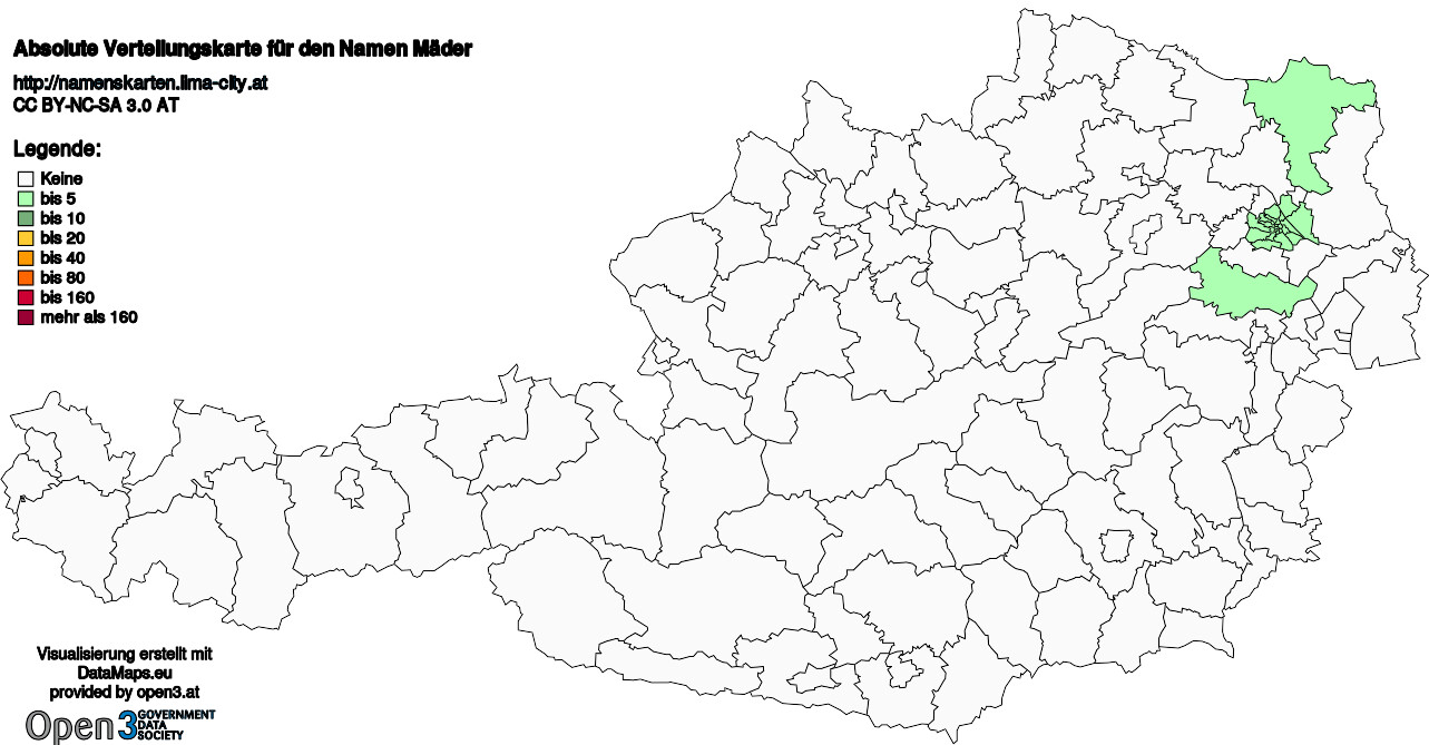 Absolute Verteilungskarten Nachnamen Mäder