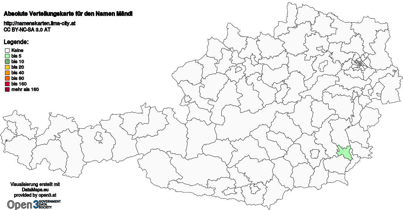 Absolute Verteilungskarten Nachnamen Mändl