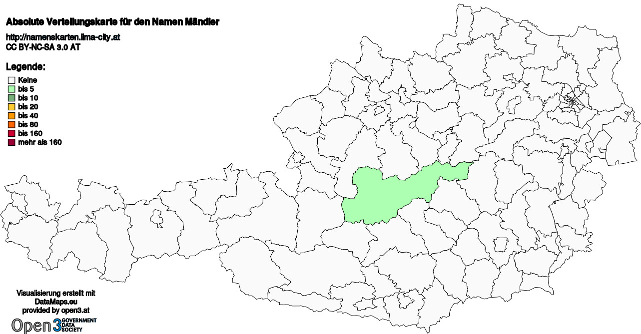 Absolute Verteilungskarten Nachnamen Mändler