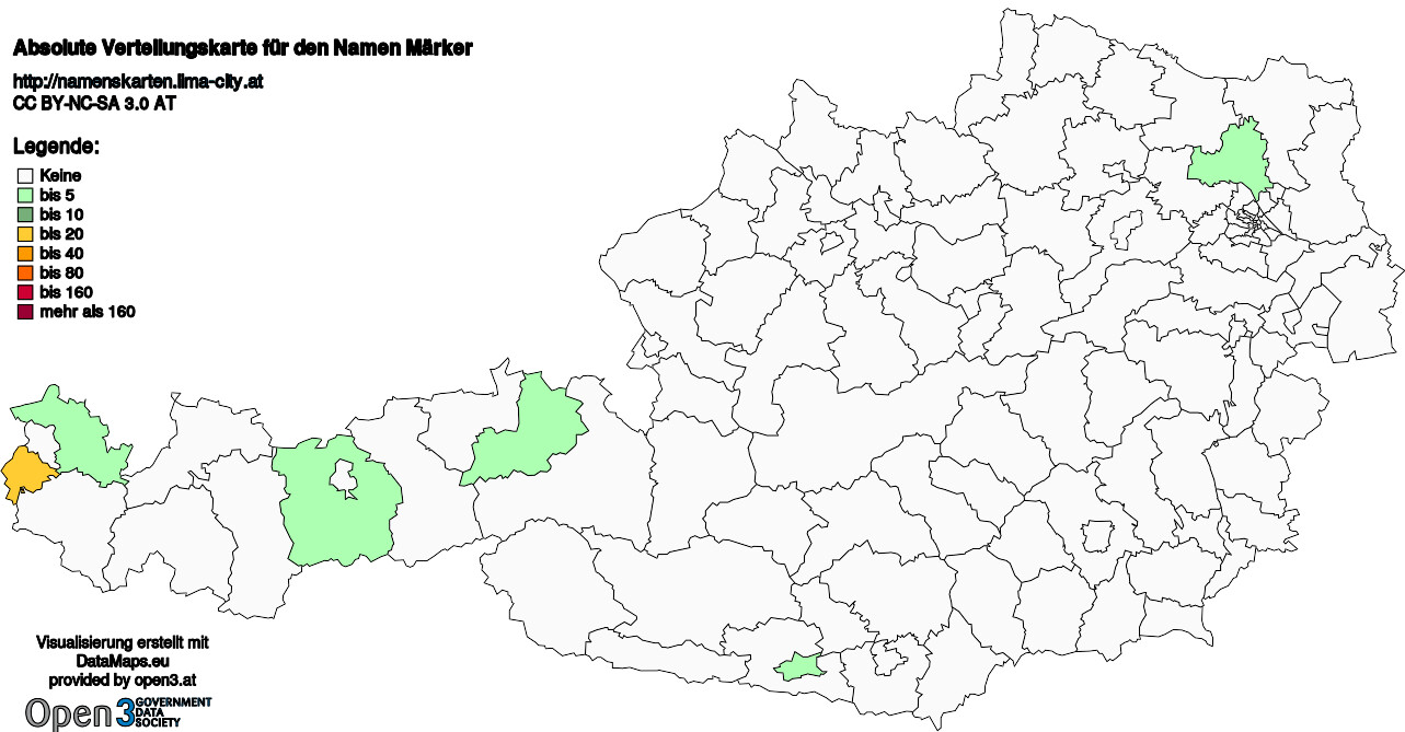 Absolute Verteilungskarten Nachnamen Märker