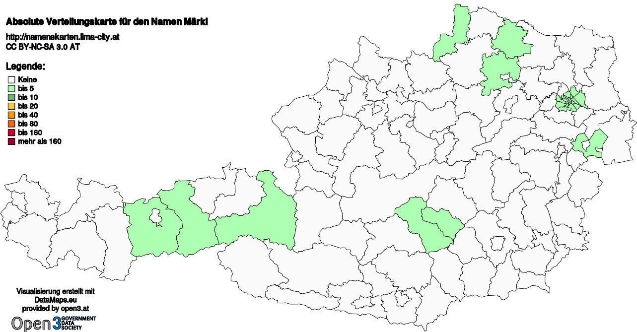 Absolute Verteilungskarten Nachnamen Märkl
