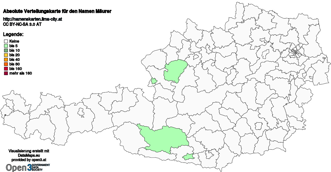 Absolute Verteilungskarten Nachnamen Mäurer