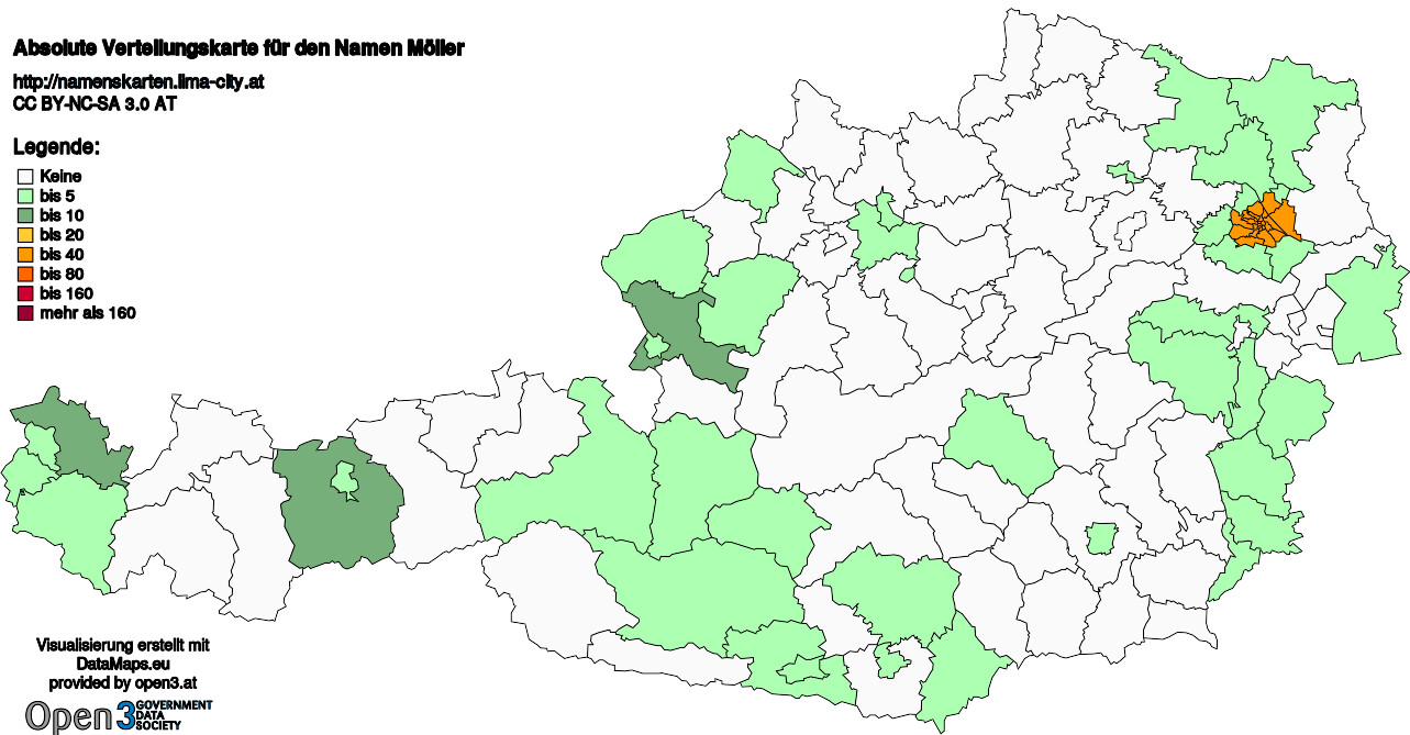 Absolute Verteilungskarten Nachnamen Möller
