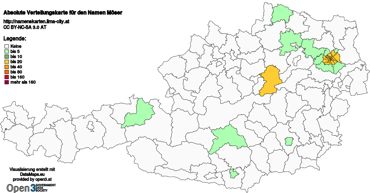 Absolute Verteilungskarten Nachnamen Möser