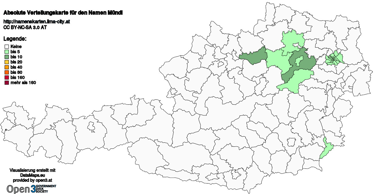 Absolute Verteilungskarten Nachnamen Mündl