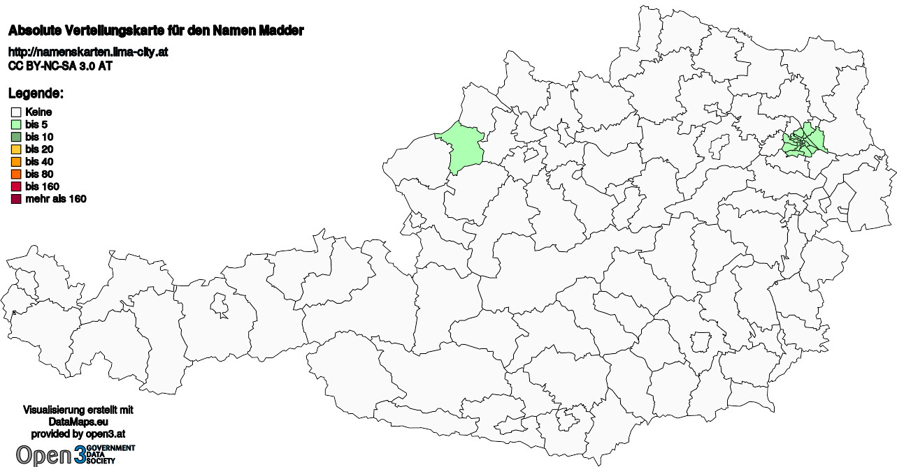 Absolute Verteilungskarten Nachnamen Madder