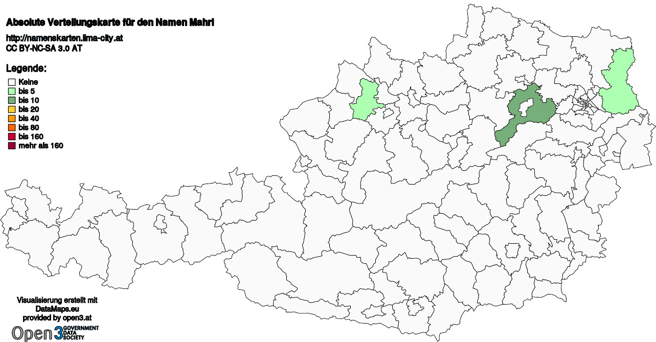 Absolute Verteilungskarten Nachnamen Mahrl