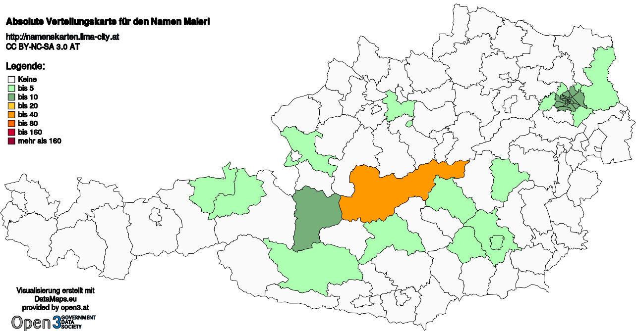 Absolute Verteilungskarten Nachnamen Maierl