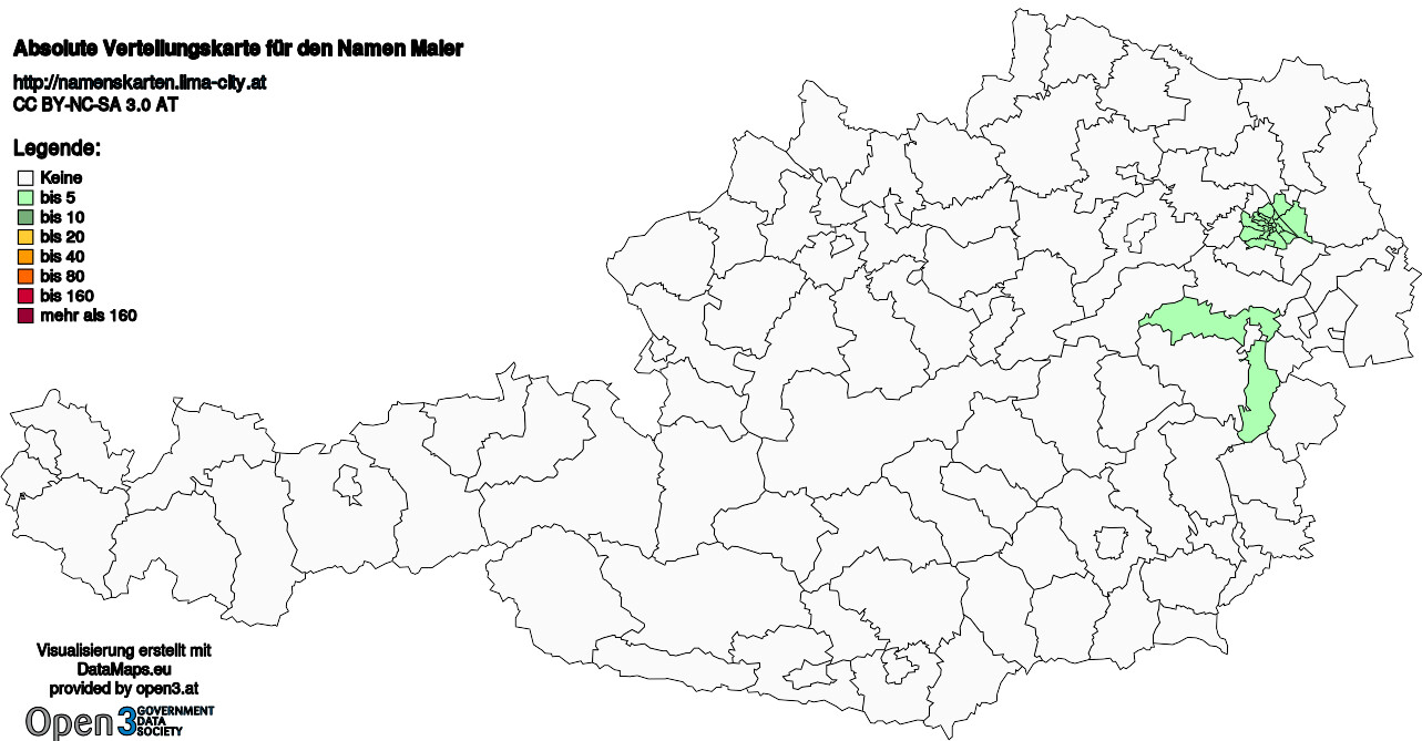Absolute Verteilungskarten Nachnamen Maler
