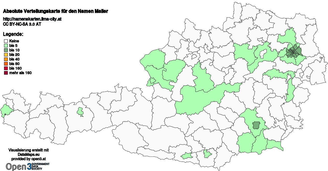 Absolute Verteilungskarten Nachnamen Maller