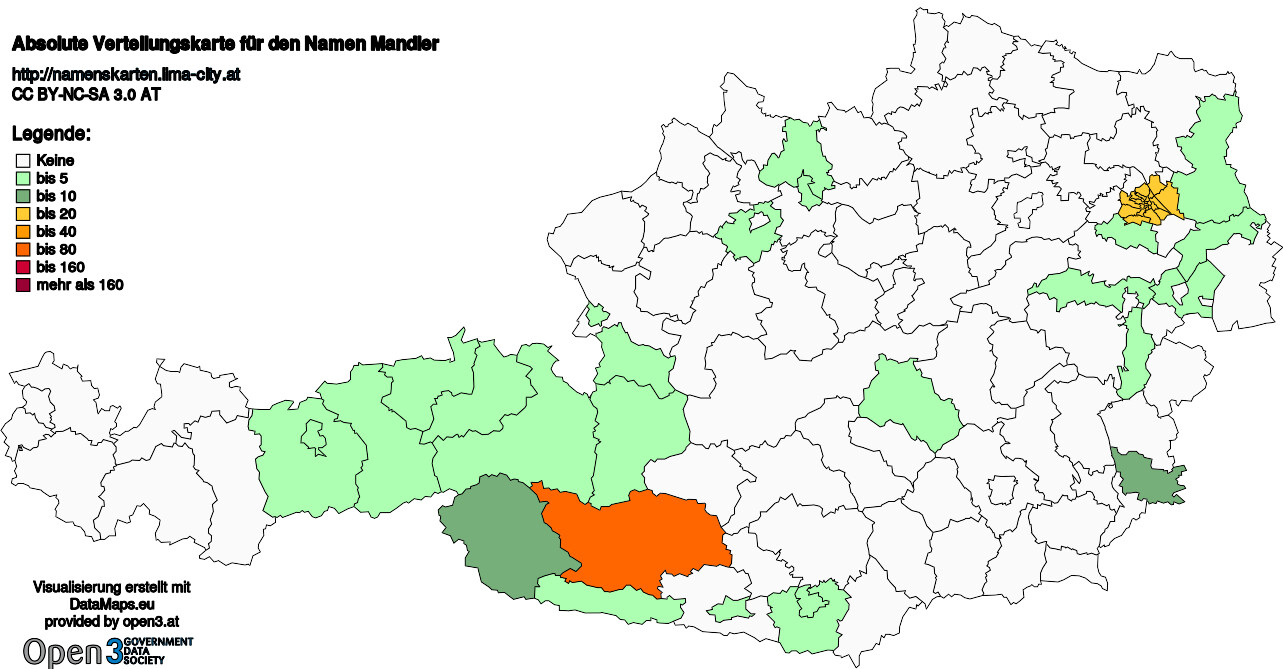 Absolute Verteilungskarten Nachnamen Mandler
