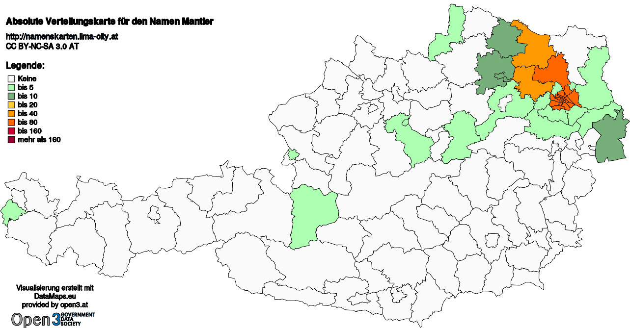 Absolute Verteilungskarten Nachnamen Mantler