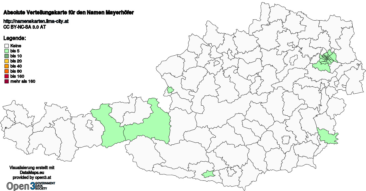 Absolute Verteilungskarten Nachnamen Mayerhöfer