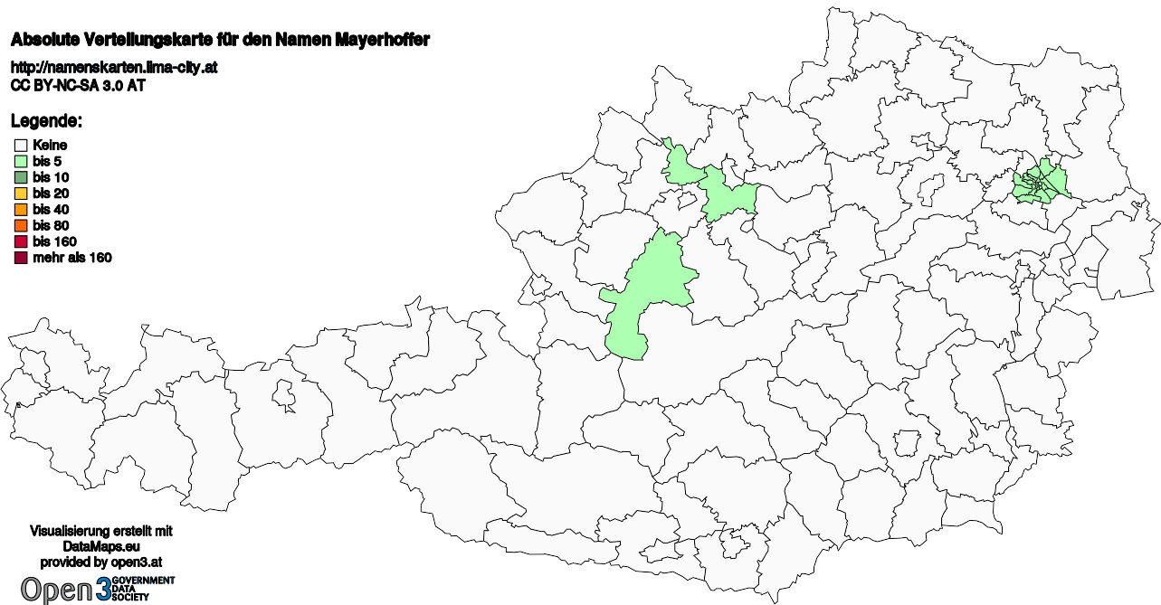 Absolute Verteilungskarten Nachnamen Mayerhoffer