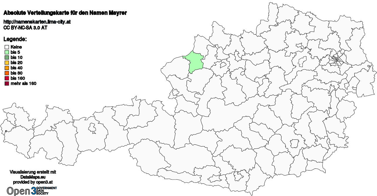 Absolute Verteilungskarten Nachnamen Mayrer