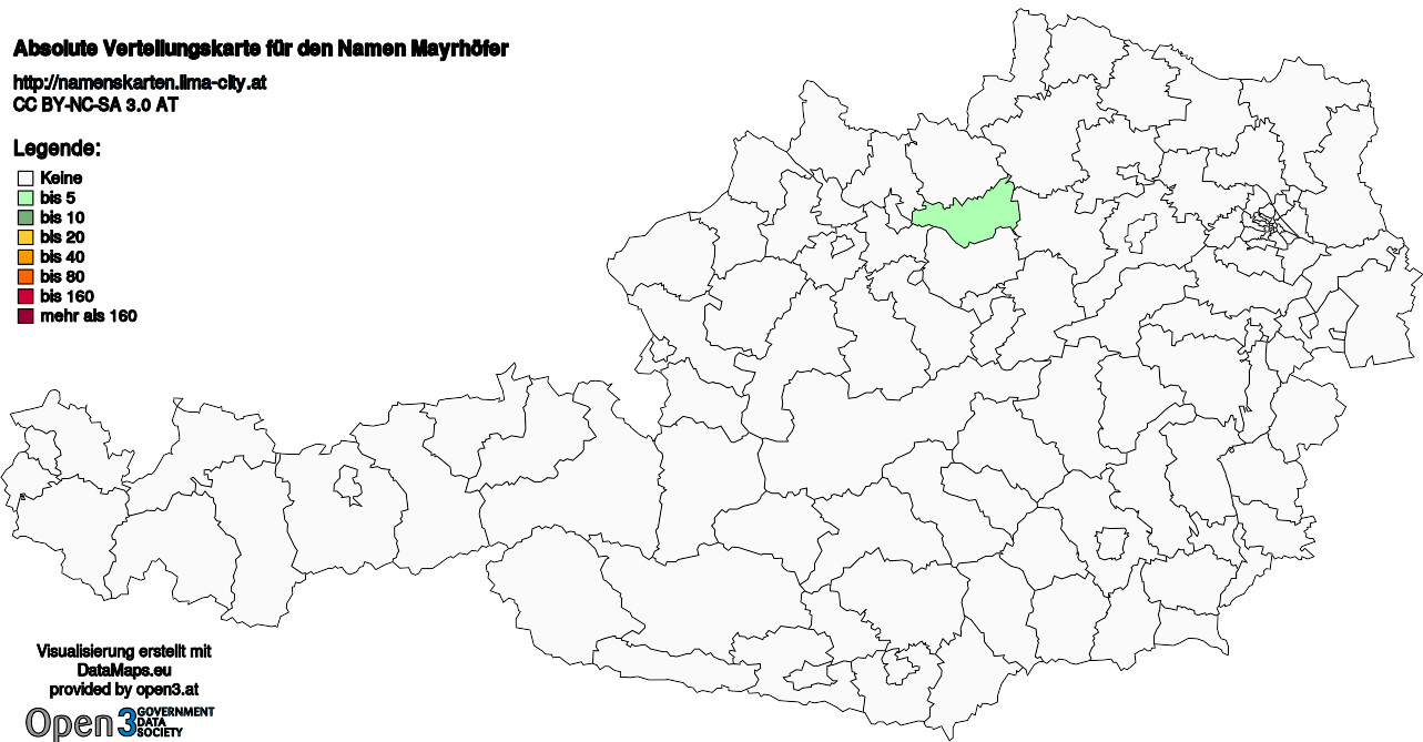 Absolute Verteilungskarten Nachnamen Mayrhöfer