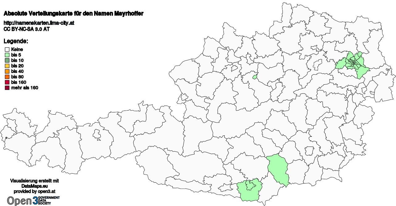 Absolute Verteilungskarten Nachnamen Mayrhoffer