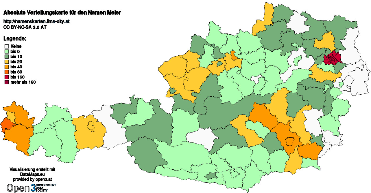 Absolute Verteilungskarten Nachnamen Meier