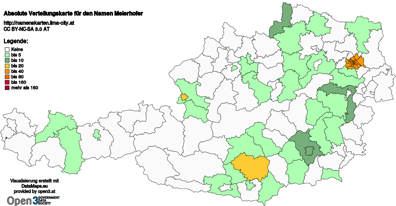 Absolute Verteilungskarten Nachnamen Meierhofer