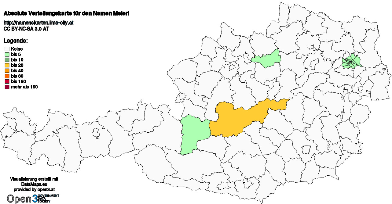 Absolute Verteilungskarten Nachnamen Meierl
