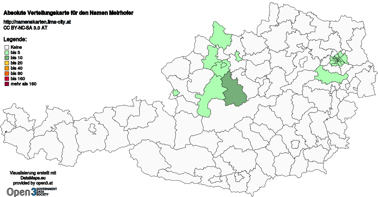 Absolute Verteilungskarten Nachnamen Meirhofer