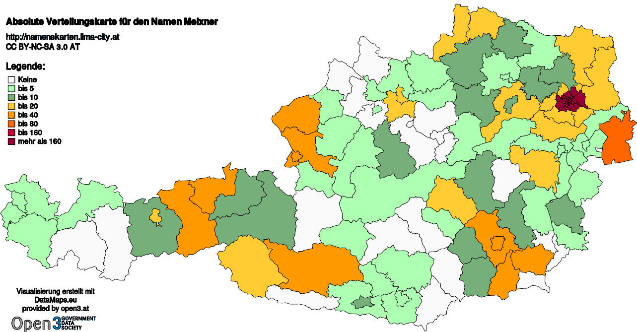 Absolute Verteilungskarten Nachnamen Meixner