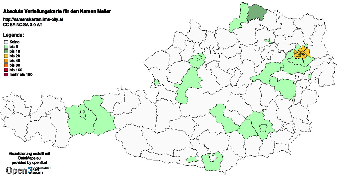 Absolute Verteilungskarten Nachnamen Meller
