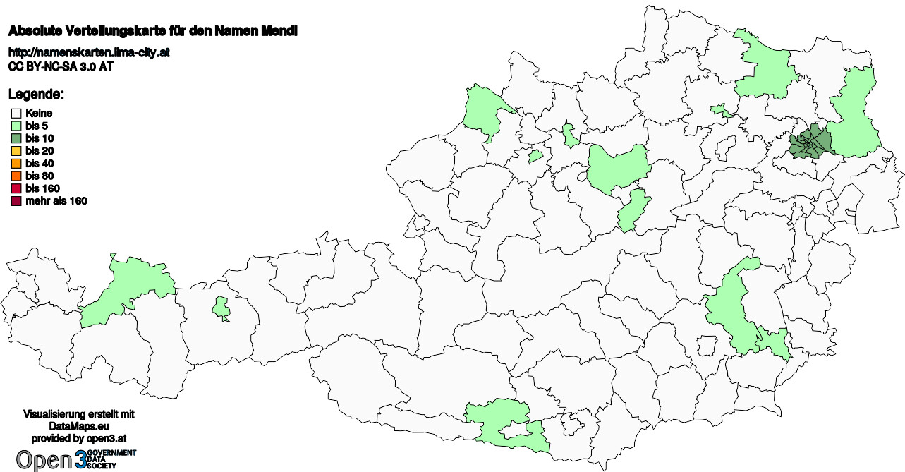 Absolute Verteilungskarten Nachnamen Mendl
