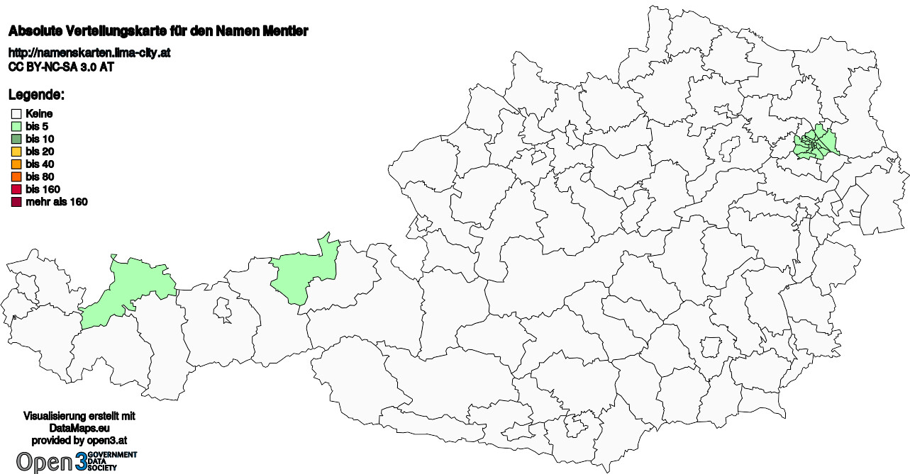 Absolute Verteilungskarten Nachnamen Mentler