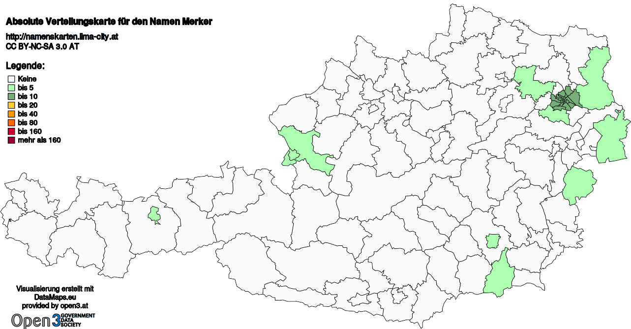 Absolute Verteilungskarten Nachnamen Merker