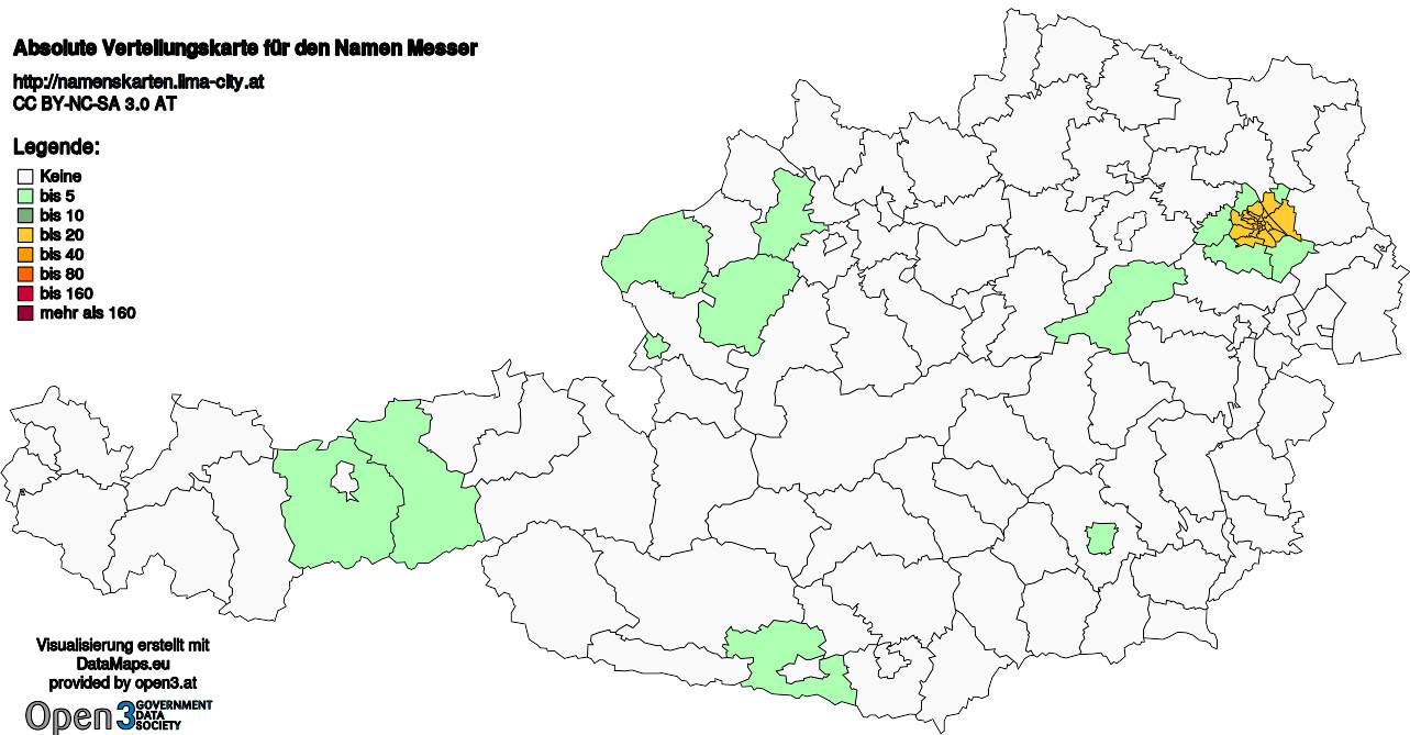 Absolute Verteilungskarten Nachnamen Messer