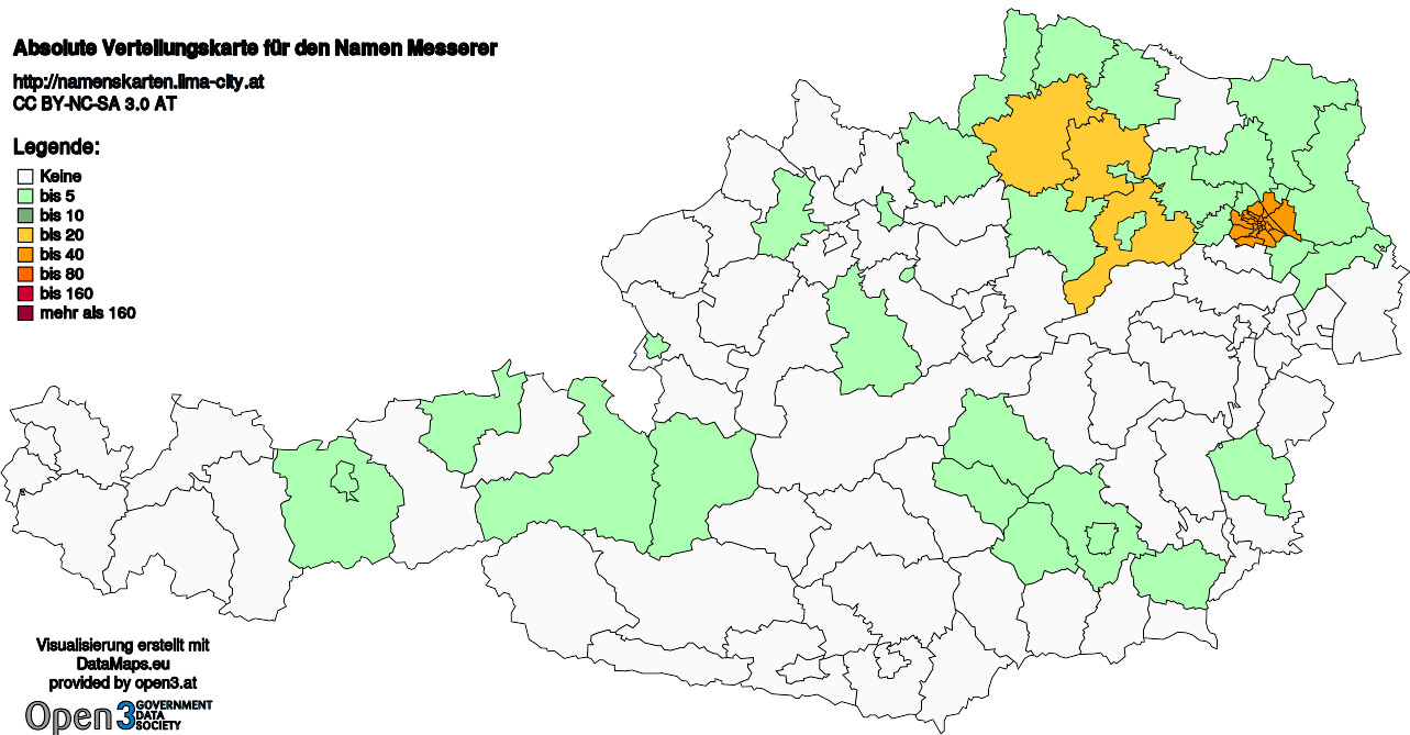 Absolute Verteilungskarten Nachnamen Messerer