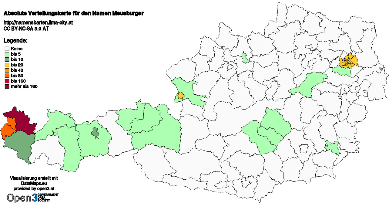 Absolute Verteilungskarten Nachnamen Meusburger