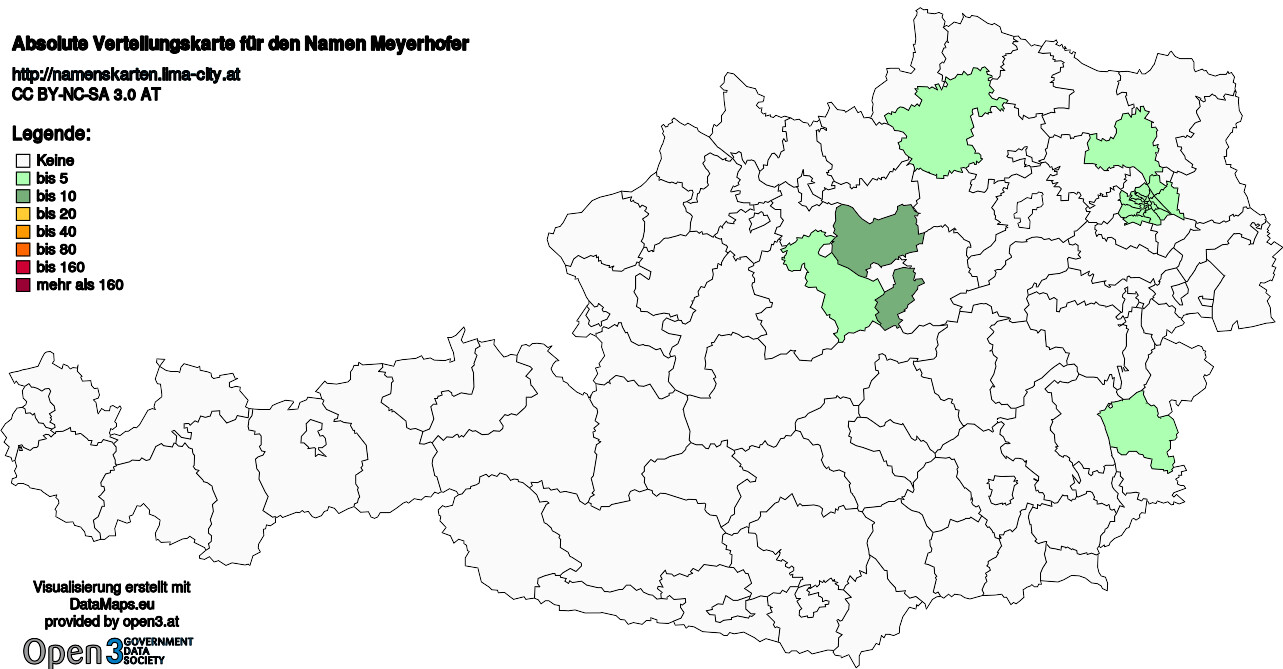 Absolute Verteilungskarten Nachnamen Meyerhofer