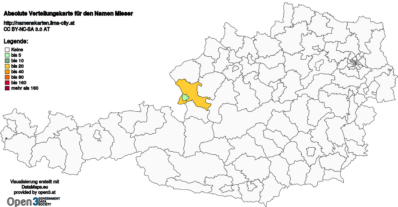 Absolute Verteilungskarten Nachnamen Mieser