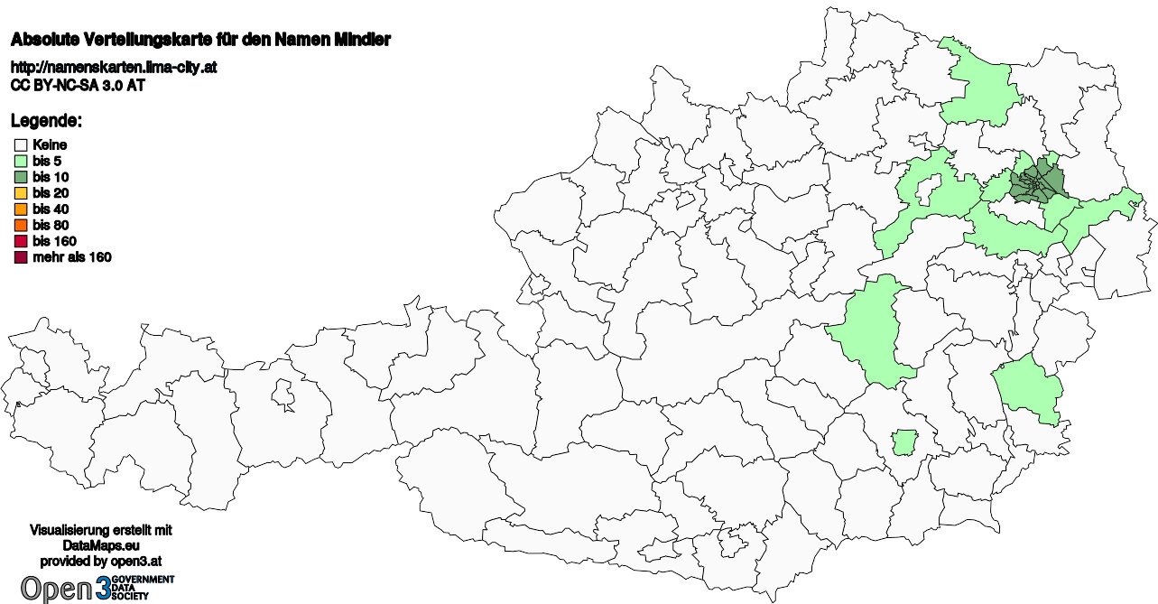 Absolute Verteilungskarten Nachnamen Mindler