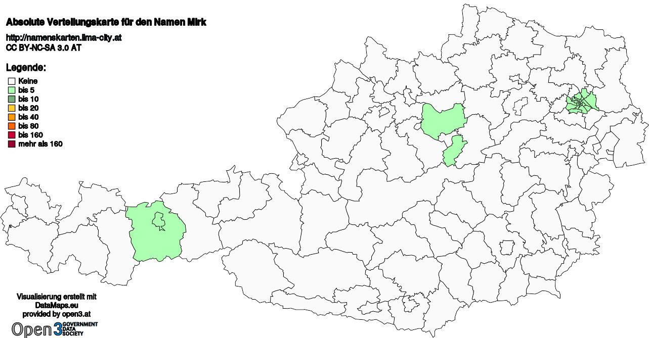 Absolute Verteilungskarten Nachnamen Mirk