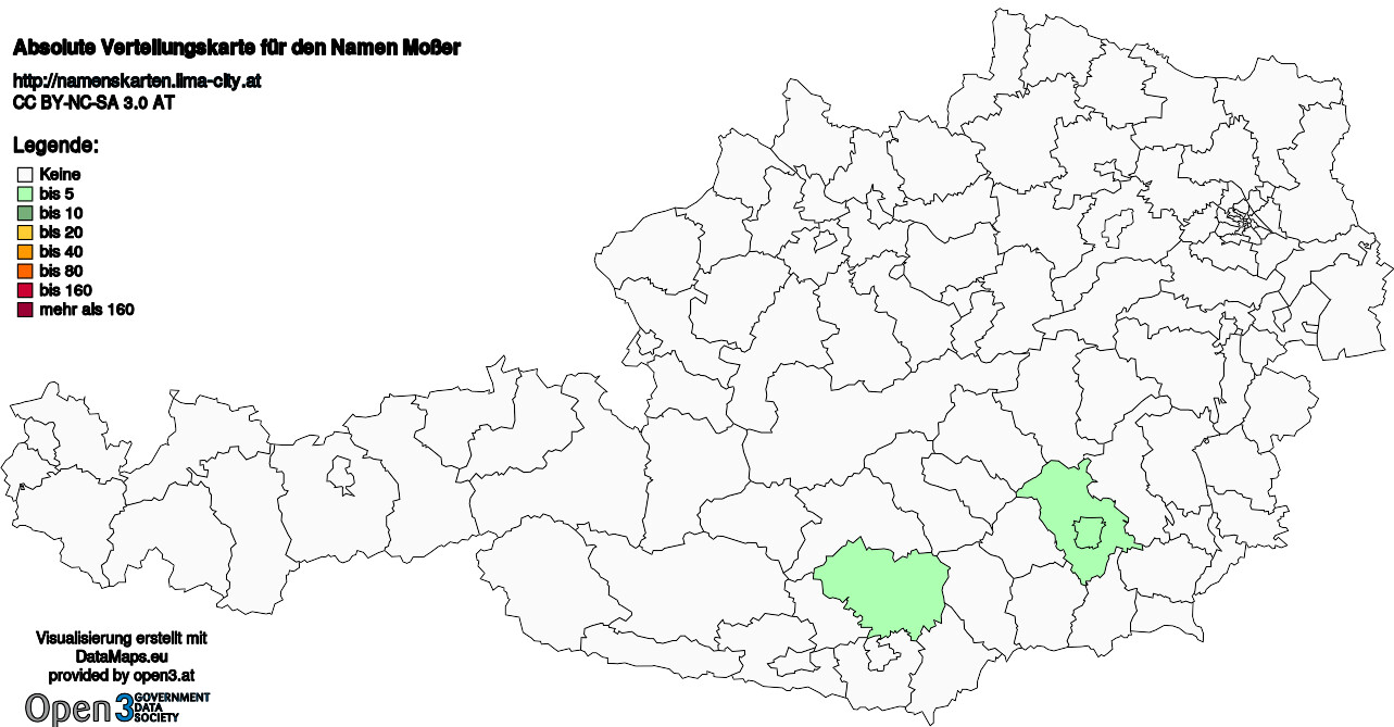 Absolute Verteilungskarten Nachnamen Moßer