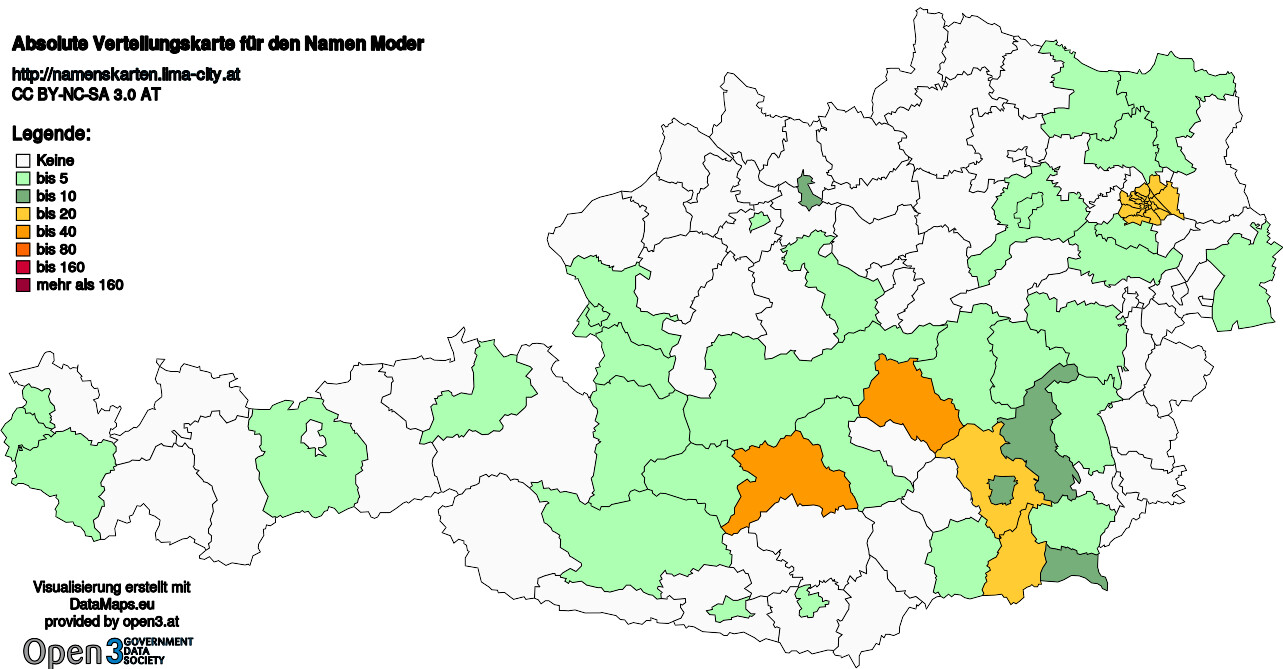 Absolute Verteilungskarten Nachnamen Moder