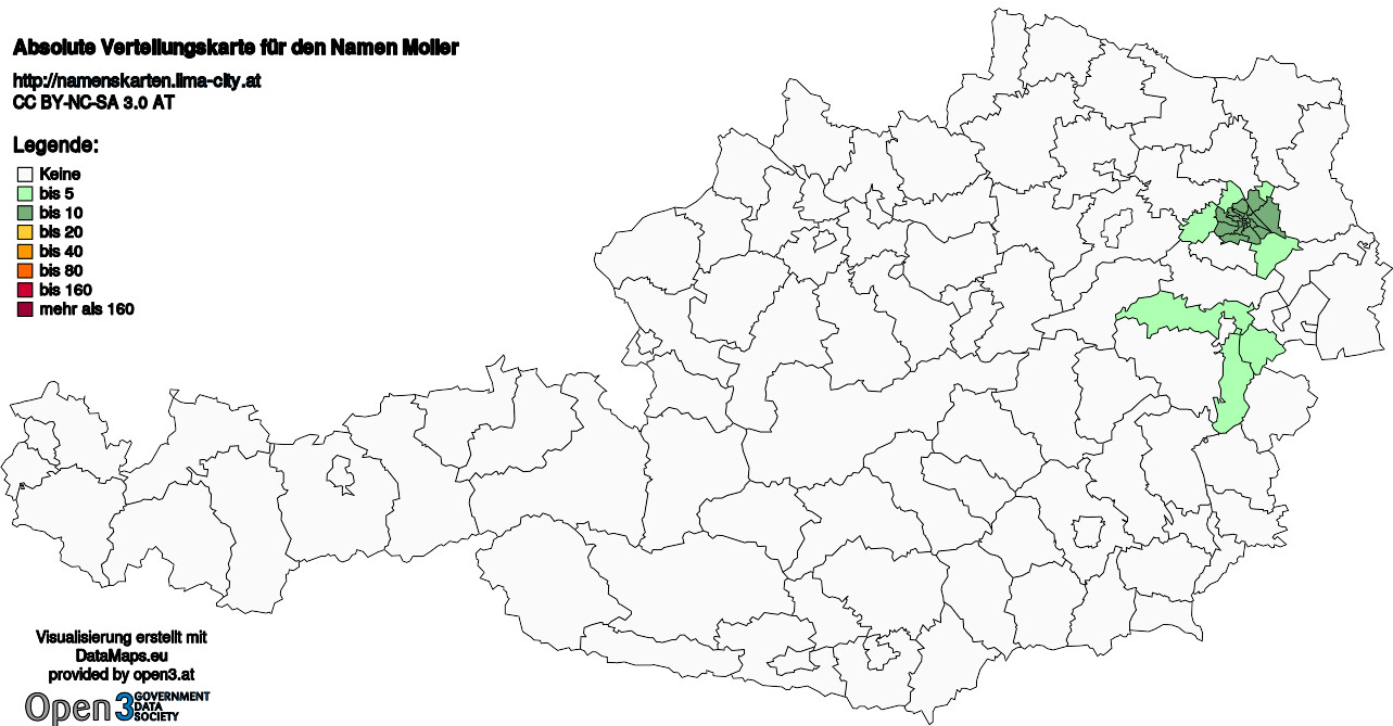 Absolute Verteilungskarten Nachnamen Moller
