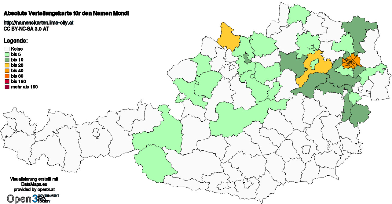 Absolute Verteilungskarten Nachnamen Mondl