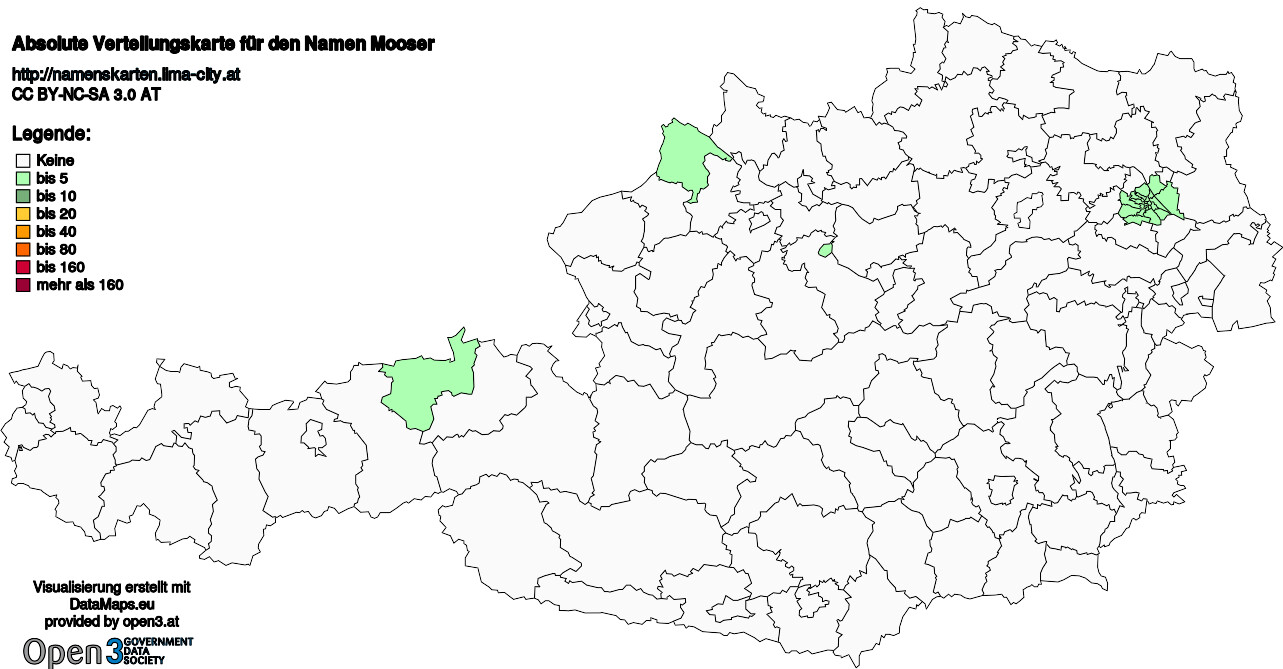 Absolute Verteilungskarten Nachnamen Mooser
