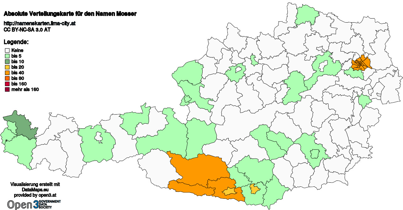 Absolute Verteilungskarten Nachnamen Mosser
